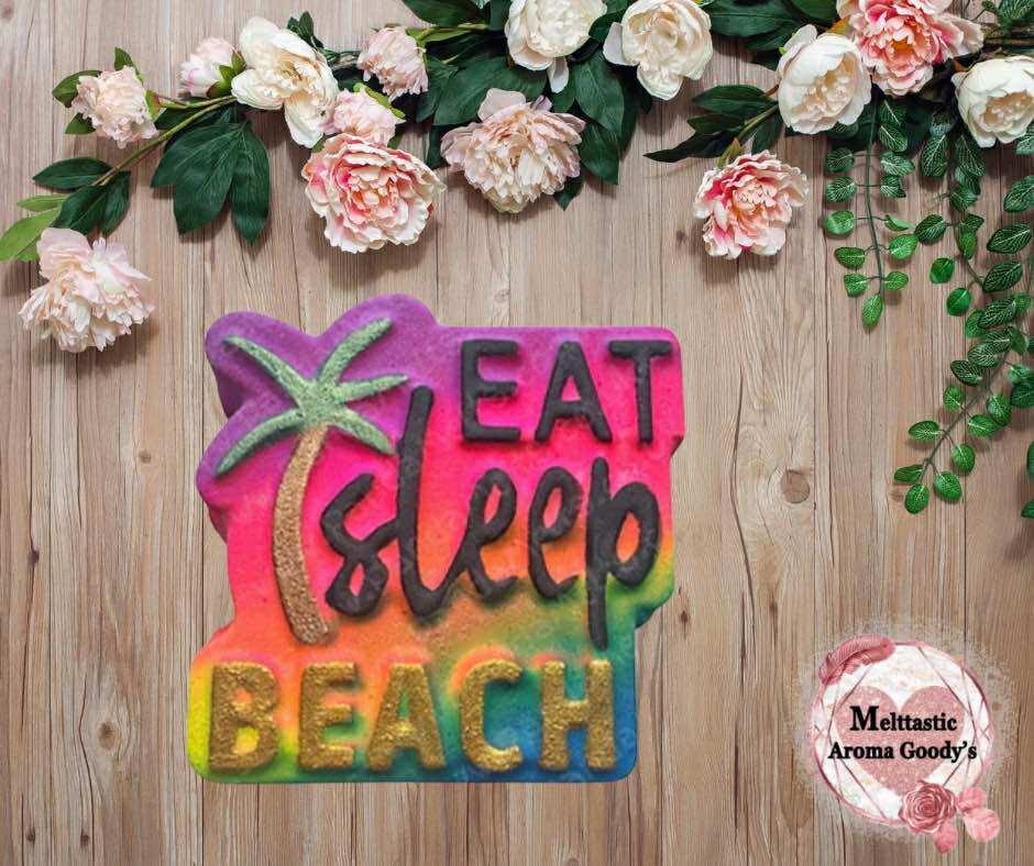 Eat, Sleep, Beach Bath Bomb Scented in Blueberry Frosting